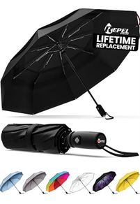 Windproof Travel Umbrellas for Rain - Easy Auto Open Close, Durable & Compact Umbrella, Strong Fiberglass Frame, Waterproof Canopy - Backpack, Purse, Portable Umbrella for Travel