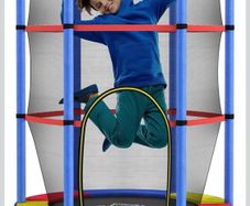 4.6FT Kids Trampoline for Toddlers Outdoor Indoor w/Enclosure Net, Steel Frame, for Ages 3-6 Years