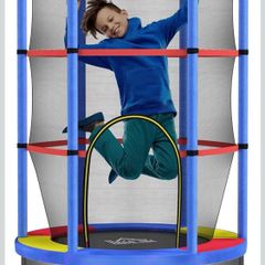 4.6FT Kids Trampoline for Toddlers Outdoor Indoor w/Enclosure Net, Steel Frame, for Ages 3-6 Years