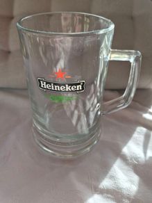 4 Vintage Heineken glass beer tankards/mugs.