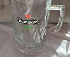 4 Vintage Heineken glass beer tankards/mugs.