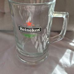 4 Vintage Heineken glass beer tankards/mugs.