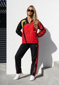 Vintage Diadora Italy Track Jacket Red Black Windbreaker Y2K Size S