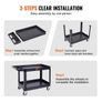 Utility Service Cart, 2 Shelf 249.5 kg Heavy Duty Plastic Rolling Utility Cart with 360 Swivel Wheels (2 with Brakes), Large Lipped Shelf, Ergonomic Storage Handle for Warehouse/Garage/Cleaning Image 6