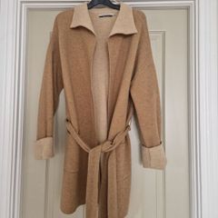 Beige Two Tone Wrap Cardigan