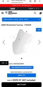 BMW f900xr screen Part no 8403846. Clear screen. Good condition. From 2021 model