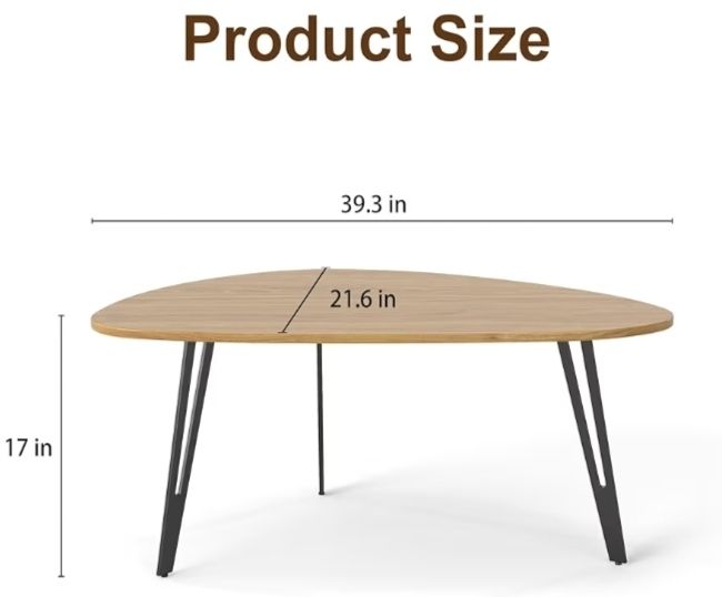 Oval Coffee Table Oak Simple Center Table - Scandinavian Style Wooden Tea Table with Solid Metal Legs, 100x55x43cm for Living Room Small Apartment Oak+Black, 1-layer