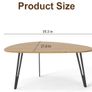 Oval Coffee Table Oak Simple Center Table - Scandinavian Style Wooden Tea Table with Solid Metal Legs, 100x55x43cm for Living Room Small Apartment Oak+Black, 1-layer Image 4