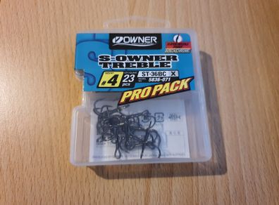 NEW - Owner ST- 36BC Treble Hooks Size 4 - Pike Perch Trout Salmon Bass Cod Pollock