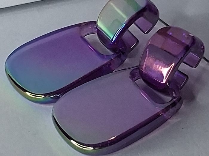 Metallic Purple Retro Buckle Iridescent Earrings