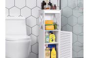 Waterproof Bathroom Cabinet,Floor Standing Bathroom Storage Unit,Multi-Purpose Bathroom Furniture Cabinets with Door and shelf,Suitable for Bathroom,Living room,Corridor,Bedroom,White.