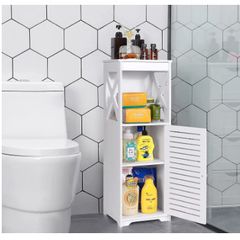 Waterproof Bathroom Cabinet,Floor Standing Bathroom Storage Unit,Multi-Purpose Bathroom Furniture Cabinets with Door and shelf,Suitable for Bathroom,Living room,Corridor,Bedroom,White.