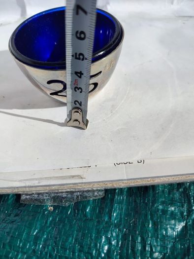 Silver Plate 25 Th Anniversary With The Blue Glass Insert