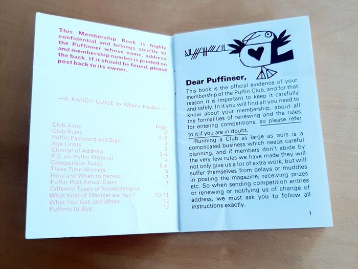 Puffin Club membership book