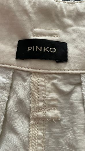 Pinko Cream Cotton Linen Blend High-Waisted Cropped Trousers - Tailored Summer Style Size 10