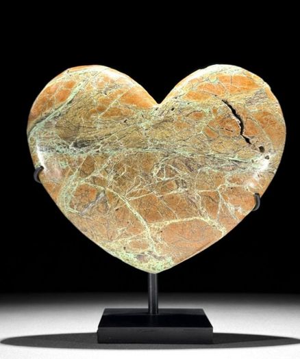 Smithsonite Heart Shaped Stone - Natural Stone, Metal Stand
