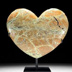 Smithsonite Heart Shaped Stone - Natural Stone, Metal Stand