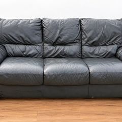 Black Leather Sofa & 2 Armchairs  FREE Delivery