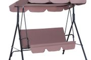 Outsunny 3-Person Porch Swing with Stand, Outdoor Swing for Patio Porch with Adjustable Tilt Canopy &amp; Comfortable Swing Bench-Style Seat, Steel Frame (FREE POSTAGE)