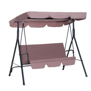 Outsunny 3-Person Porch Swing with Stand, Outdoor Swing for Patio Porch with Adjustable Tilt Canopy & Comfortable Swing Bench-Style Seat, Steel Frame (FREE POSTAGE)