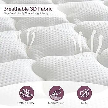 Double Mattress 4FT6 | 10.8 Inch Memory Foam & Pocket Sprung | 9-Zone Orthopedic Support,Medium Firm,Edge Support,Motion Isolation 135x190x27.5cm