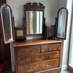 Antique walnut 3 mirrored Dressing table