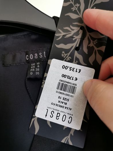 BNWT - Coast Alsa v neck black dress UK 10