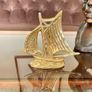Mid Century Modern Vintage Brass Sloop Ship Paperweight Image 2