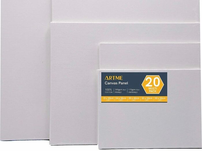 20pcs Canvas Panels (15x20-4pk, 24x30-4pk, 30x40-4pk, 20x20-4pk, 30x30-4pk) 3mm Blank Artist Canvas Board / 280GSM/ 100% Cotton/Triple Primed/Acid Free/Medium Grain