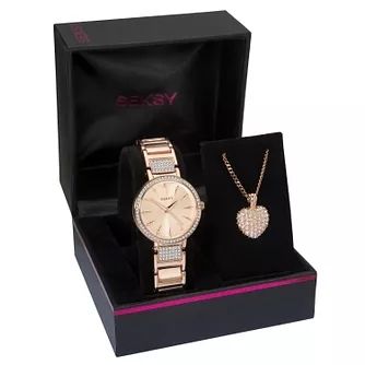 Seksy Rose Gold Watch and necklace