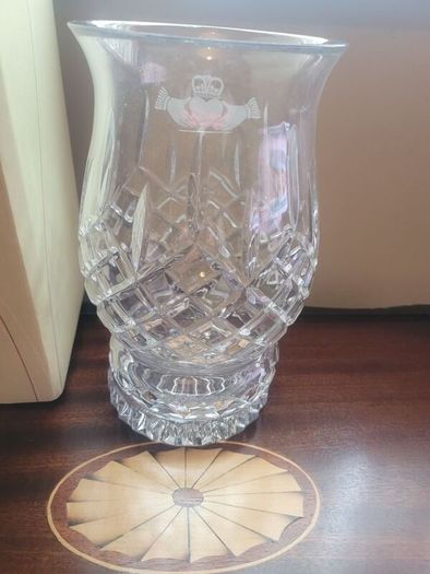 Galway Crystal Pillar Hurricane Candle Holder