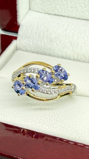 Tanzanite & White Zircon 4-Stone Ring