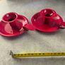 Set of 2  Red enamel candlestick holder and drip tray featuring a Considered by Helen James 12.00 euro each. Image 2