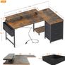 Corner Desk with Drawers, L Shaped Computer Desk 140x80cm with USB Charging Port & Power Outlet Image 6