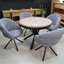 Lilia Grey Chenille Swivel Chair  Black Metal Base, Auto-Return Image 10