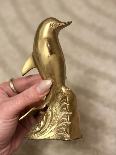 Vintage  brass dolphin figurine