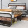 Double Size Bed Frame with Headboard,Oval-Shaped Platform Bed with Under-Bed Storage,Steel Slats Mattress Foundation Round Pipe Design,Brown Image 9