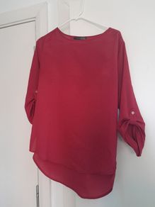 Top in redish pink, 3/4 sleeves