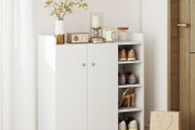 Shoe Storage Cabinet with 2 Doors, Adjustable Shelves, Entryway Shoe Cabinet for 12 Pairs, White