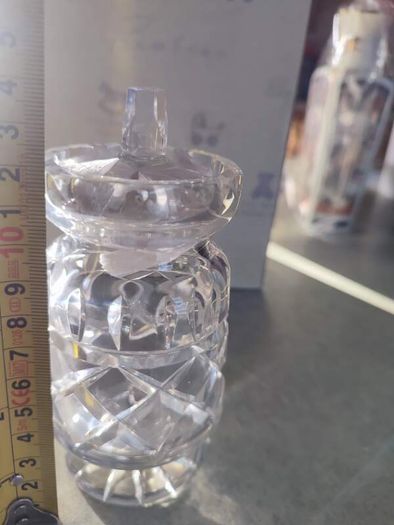 Vtg Galway Lead Crystal Rathmore Footed Condiment Jar & Lid Honey Pot Clear RARE
