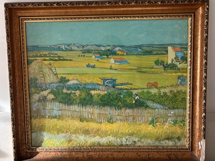 Vintage Framed Art Print by Vincent Van Gogh, "The Harvest"