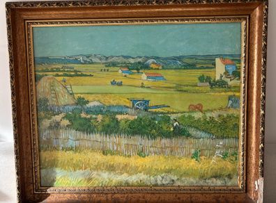 Vintage Framed Art Print by Vincent Van Gogh, "The Harvest"