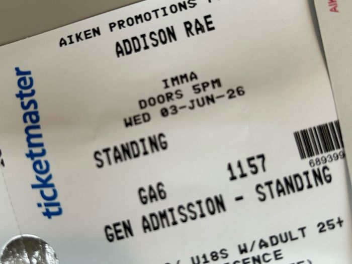 Addison Rae Tickets General Admission - IMMA 3rd June