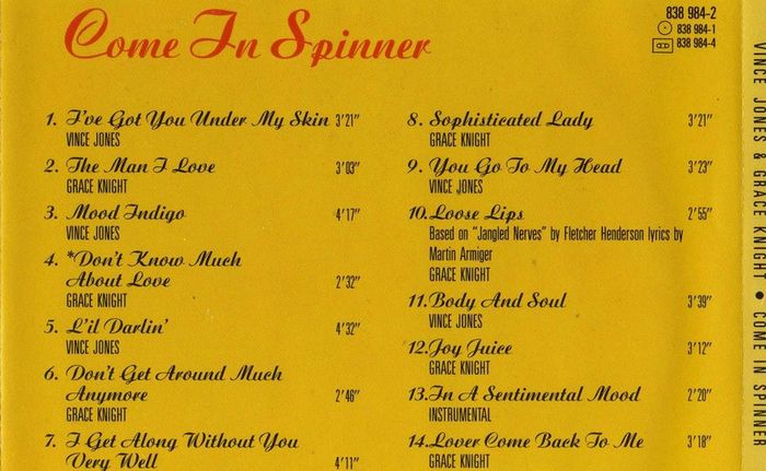 Vince & Grace - Come In Spinner (cd)