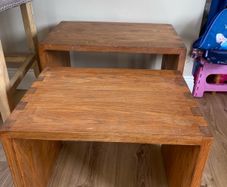 Vintage Solid Wood Matching Pair of Side Tables