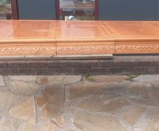 Solid wood Hand carved extendable dining table and six chairs with cushion covers