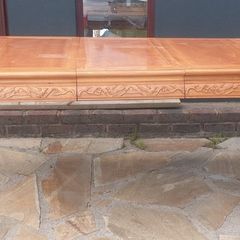 Solid wood Hand carved extendable dining table and six chairs with cushion covers