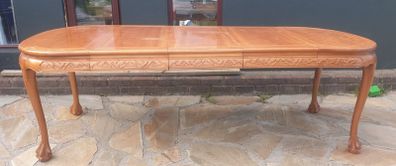 Solid wood Hand carved extendable dining table and six chairs with cushion covers