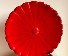 Vintage Ernestine Salerno Italy Red Charger Plate 30cm 1950s MCM Ceramic Platter