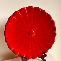 Vintage Ernestine Salerno Italy Red Charger Plate 30cm 1950s MCM Ceramic Platter